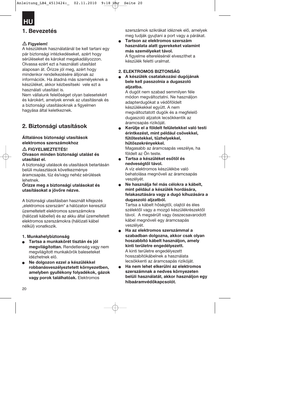 Bevezetés, Biztonsági utasítások | Parkside PASS 3.6 A1 User Manual | Page 20 / 100