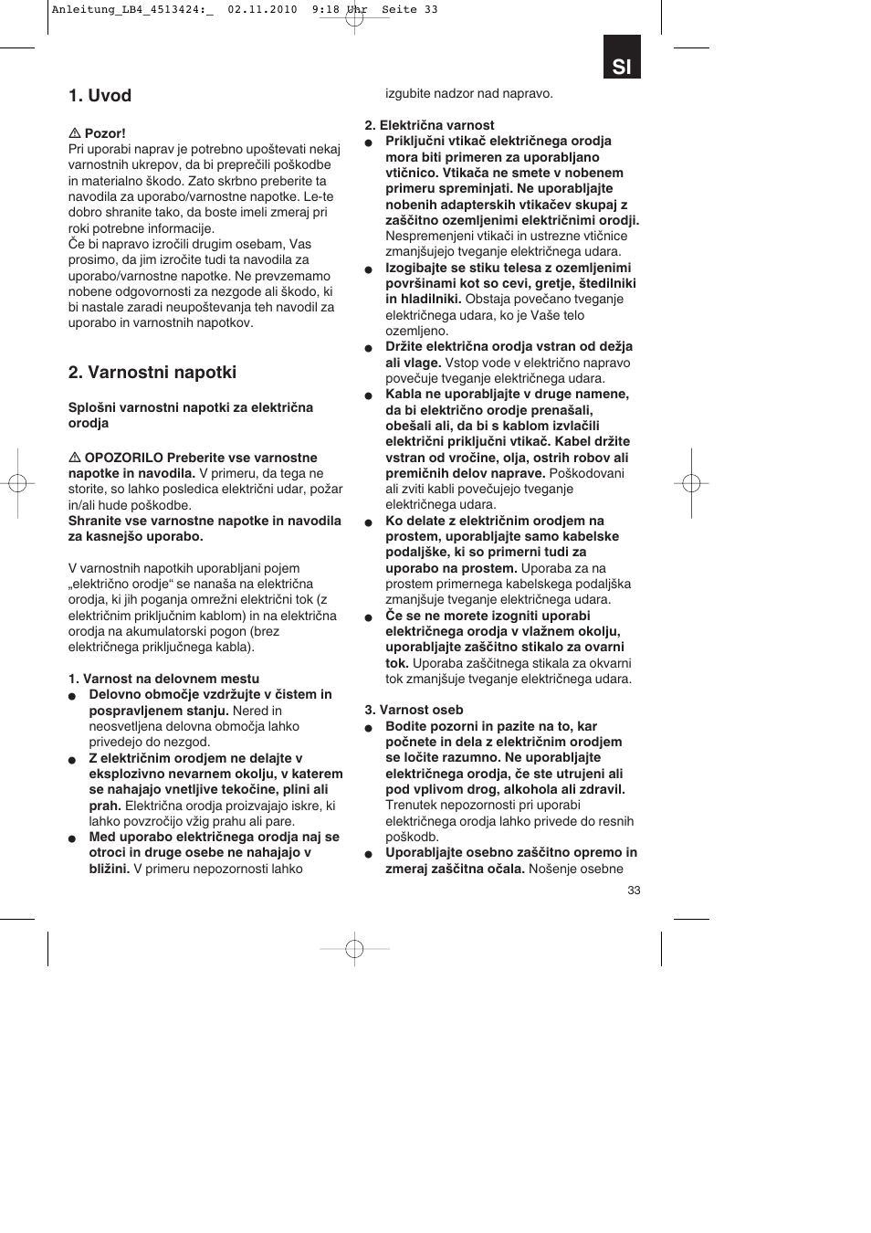 Uvod, Varnostni napotki | Parkside PASS 3.6 A1 User Manual | Page 33 / 100