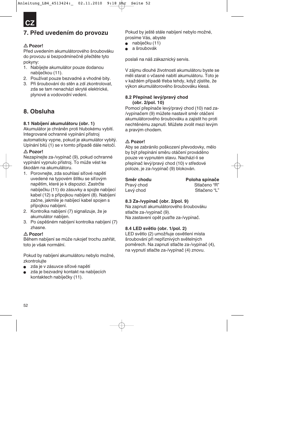Před uvedením do provozu, Obsluha | Parkside PASS 3.6 A1 User Manual | Page 52 / 100