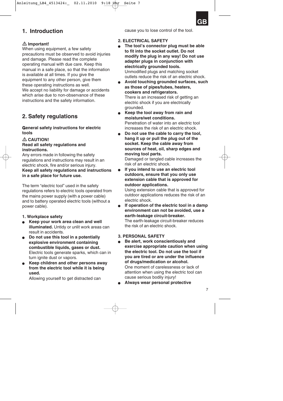 Introduction, Safety regulations | Parkside PASS 3.6 A1 User Manual | Page 7 / 100