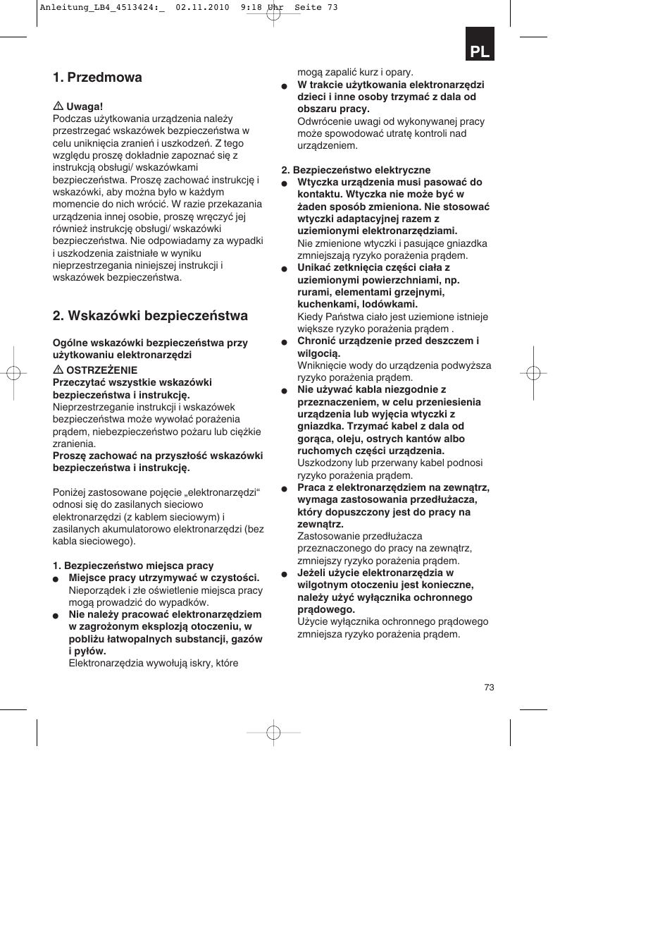 Przedmowa, Wskazówki bezpieczeństwa | Parkside PASS 3.6 A1 User Manual | Page 73 / 100