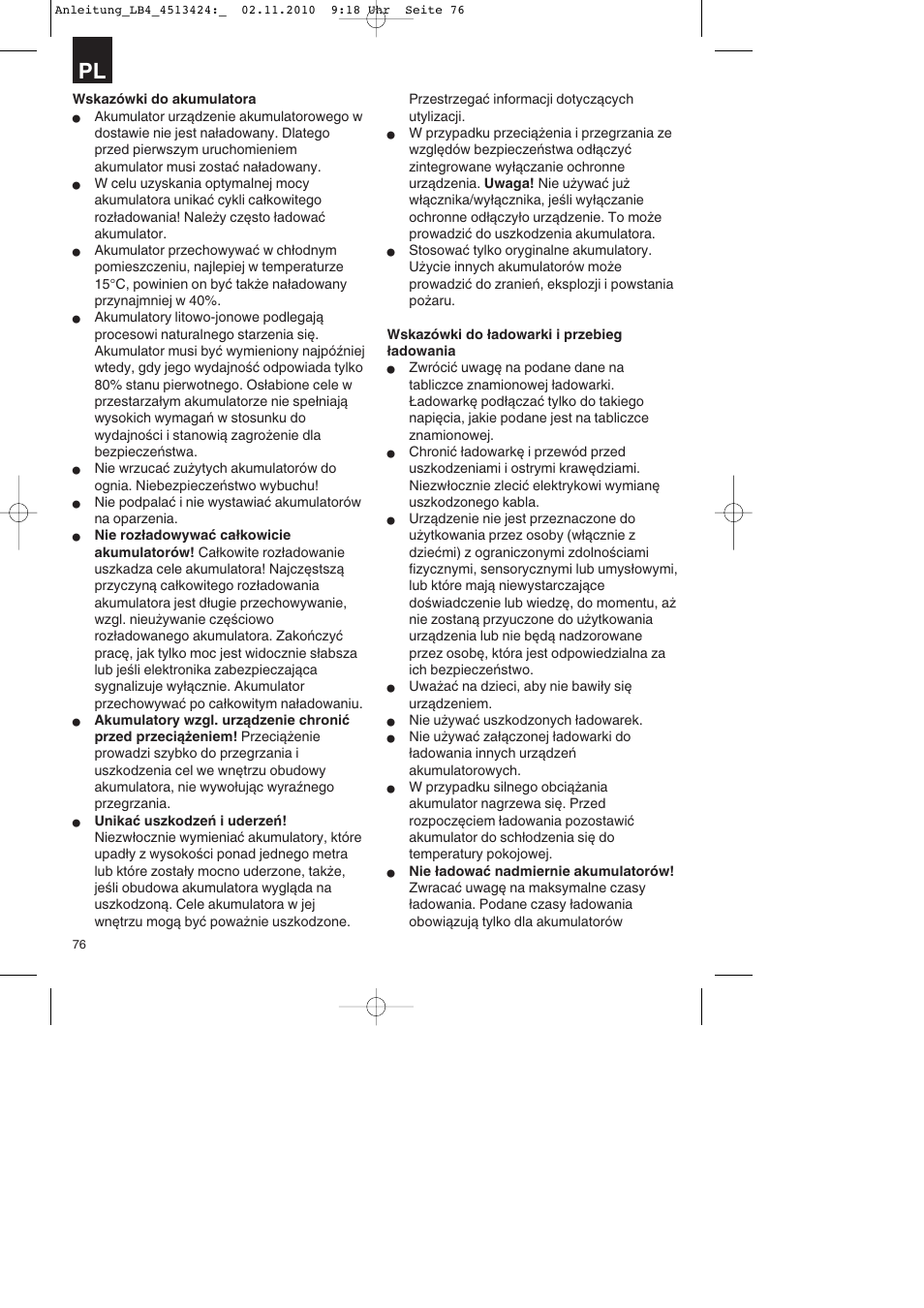 Parkside PASS 3.6 A1 User Manual | Page 76 / 100