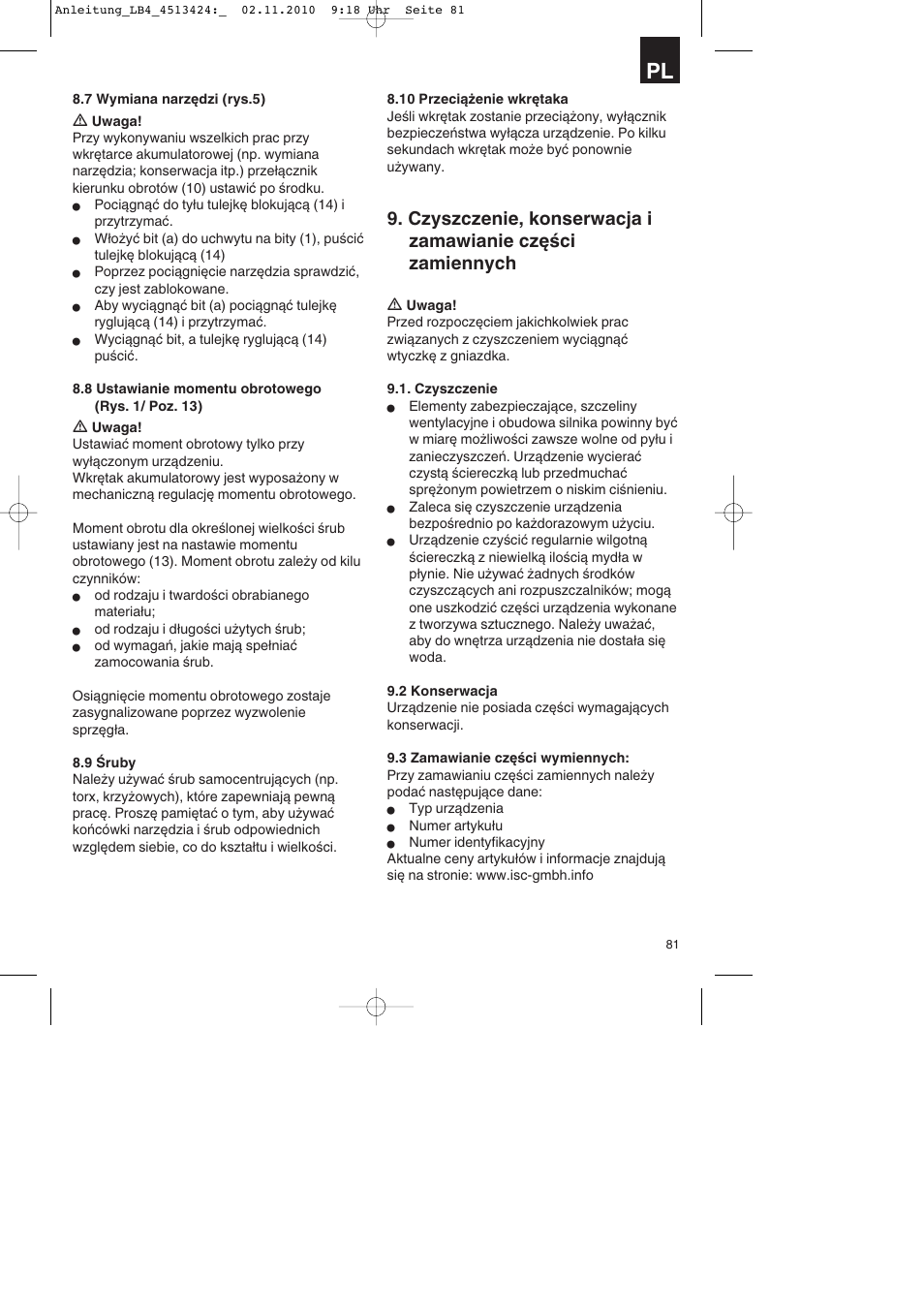 Parkside PASS 3.6 A1 User Manual | Page 81 / 100
