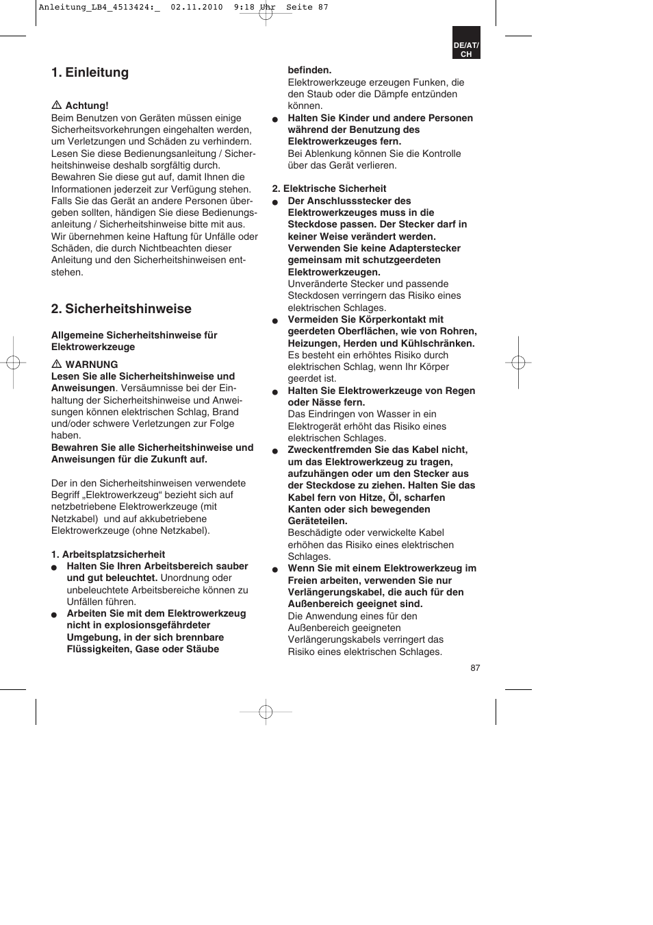 Einleitung, Sicherheitshinweise | Parkside PASS 3.6 A1 User Manual | Page 87 / 100