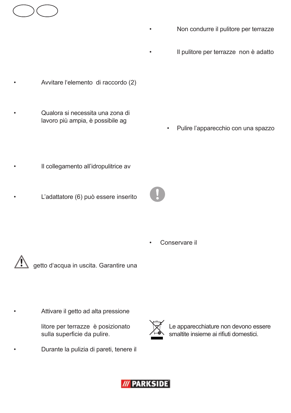 It mt, Conservazione, Montaggio | Messa in esercizio, Pulizia e manutenzione, Smaltimento/tutela dell’ambiente | Parkside  PPC 30 User Manual | Page 10 / 28