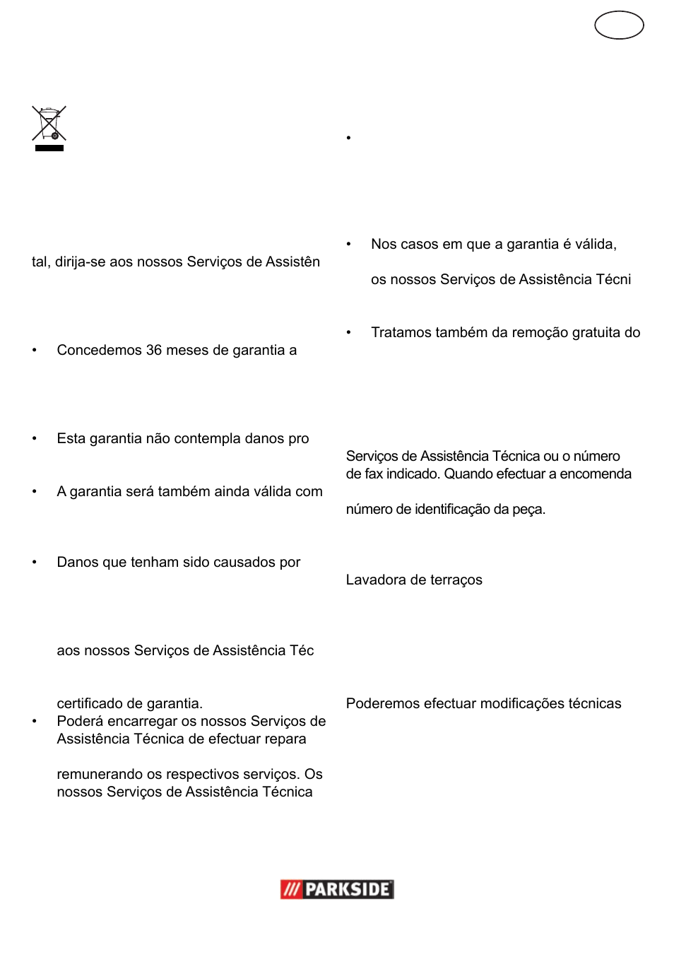 Peças sobressalentes, Dados técnicos, Garantia | Parkside  PPC 30 User Manual | Page 15 / 28