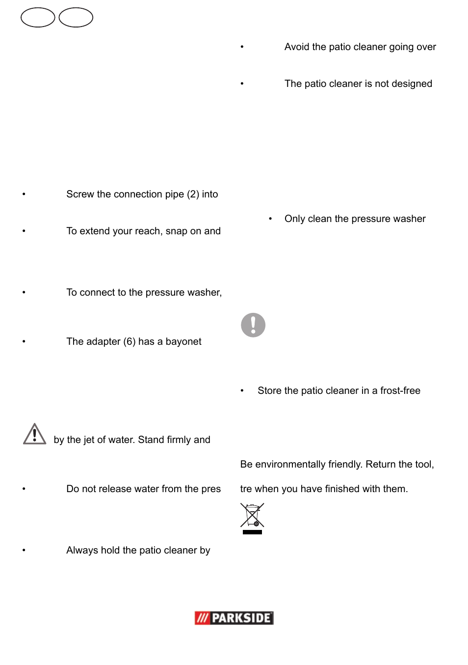 Gb mt, Fitting, Start-up | Cleaning and maintenance, Storage, Waste disposal and environmental protection | Parkside  PPC 30 User Manual | Page 18 / 28