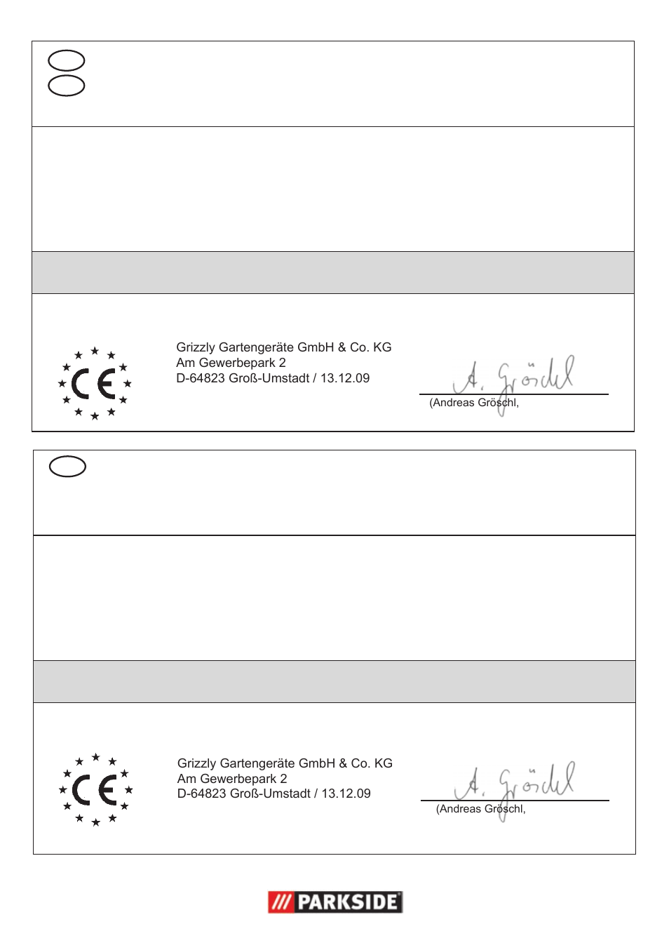 Dichiarazione di conformità ce, Declaración de conformidad ce | Parkside  PPC 30 User Manual | Page 25 / 28