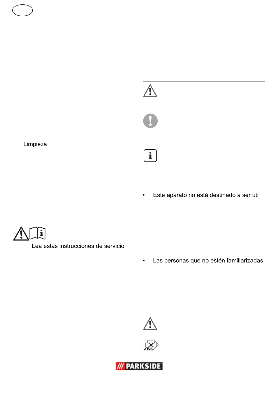 Instrucciones de seguridad | Parkside  PPC 30 User Manual | Page 4 / 28