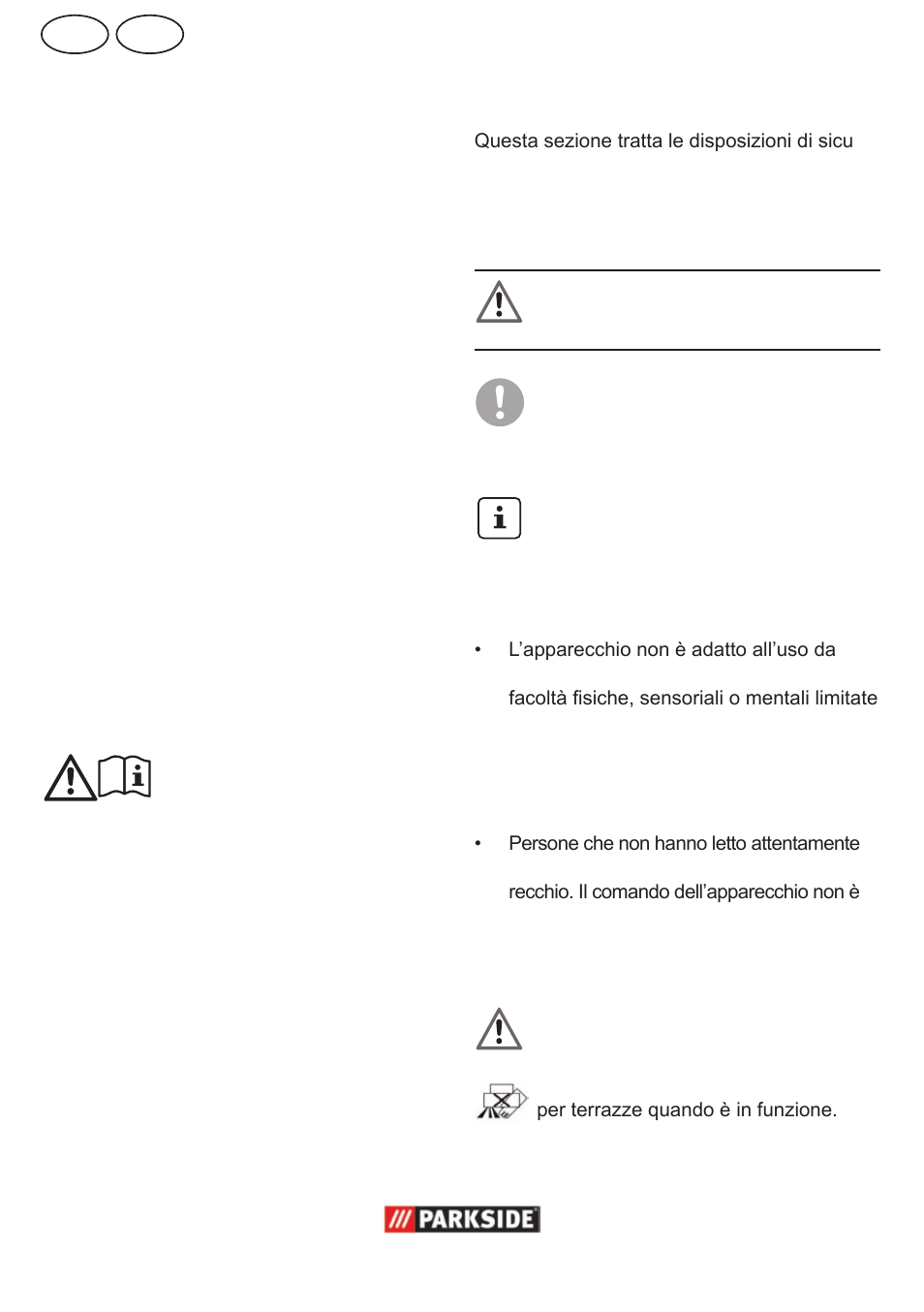 It mt, Consigli di sicurezza | Parkside  PPC 30 User Manual | Page 8 / 28