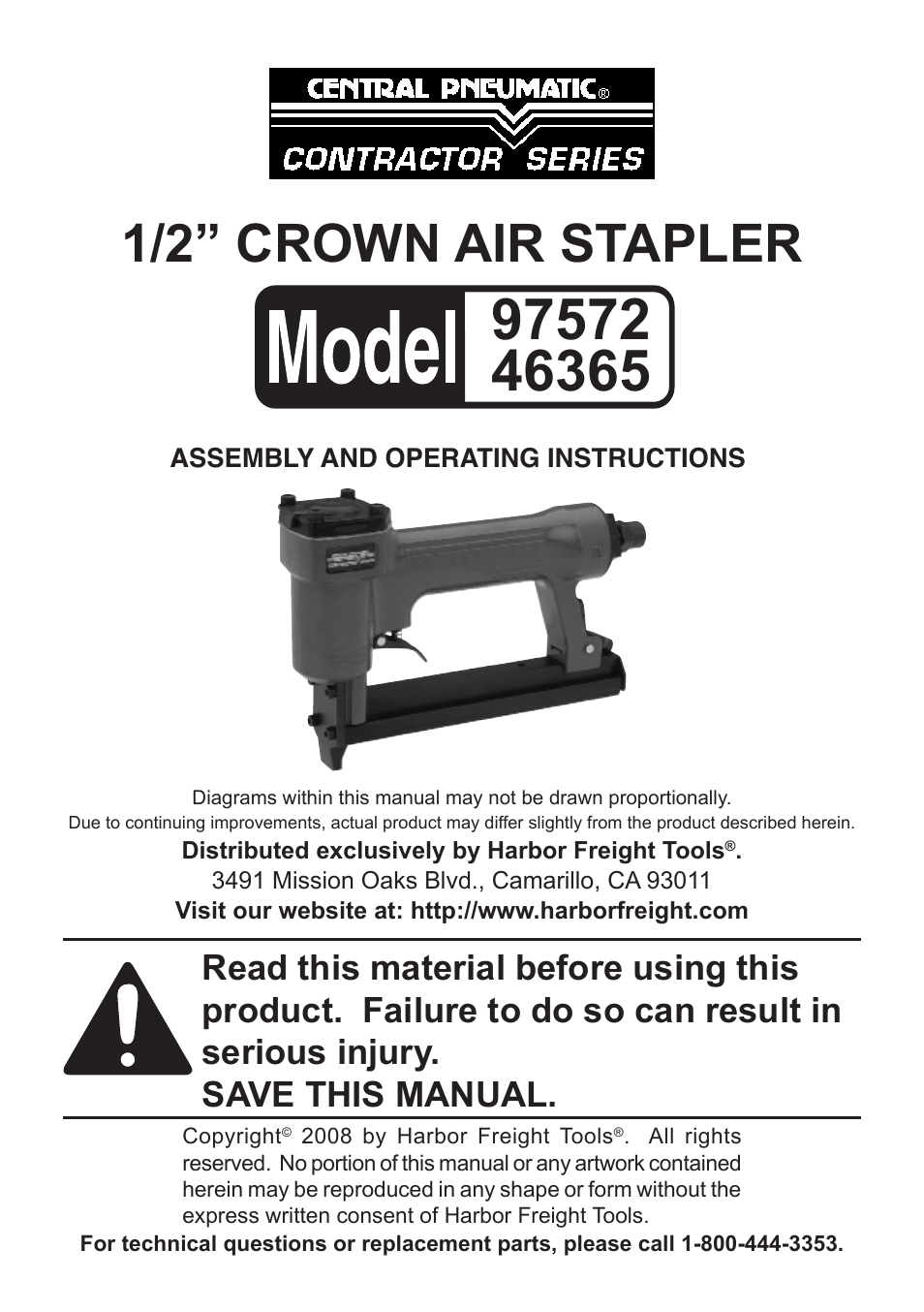 Harbor Freight Tools CROWN 97572 User Manual | 9 pages