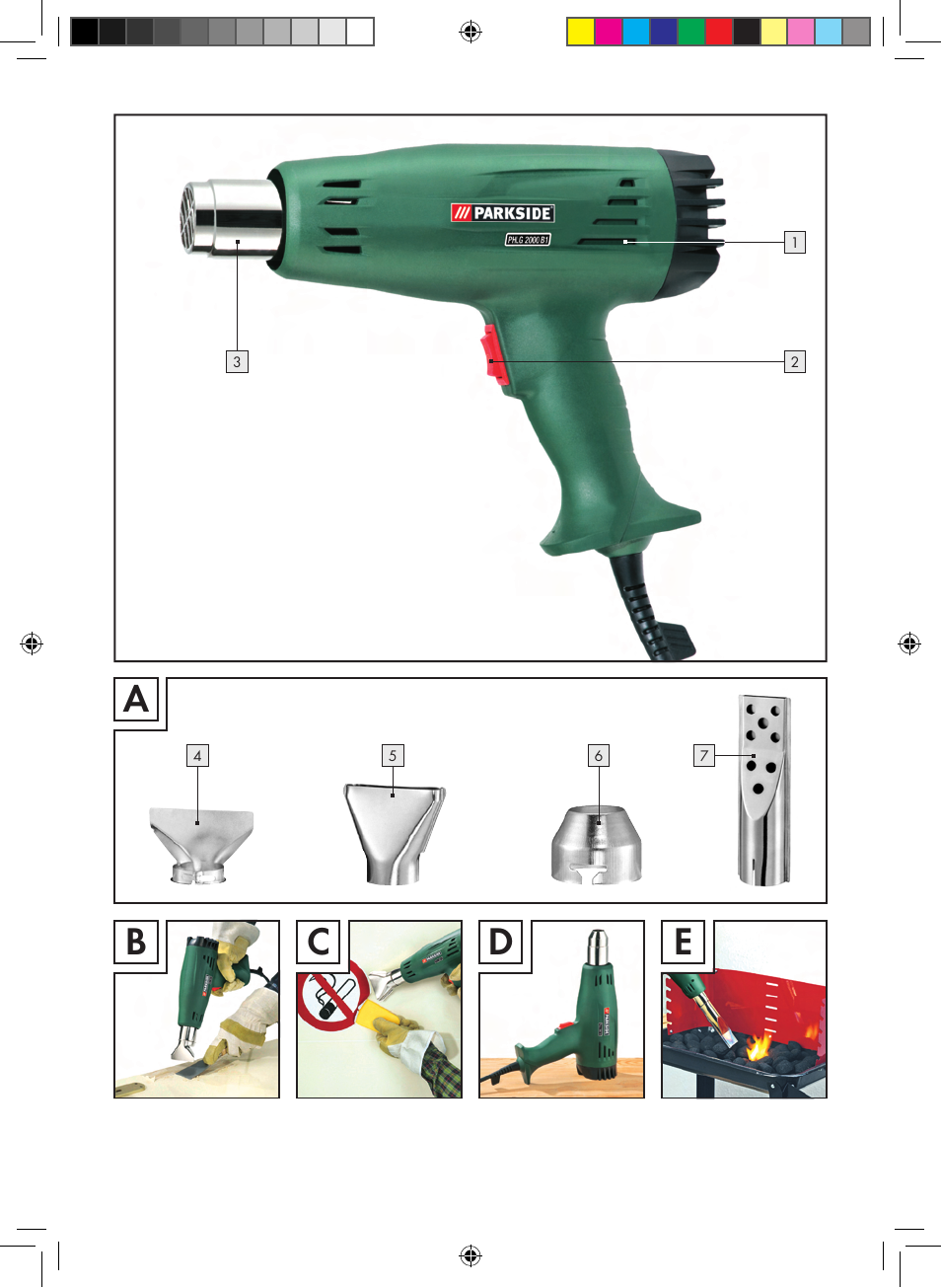 Ab c d | Parkside PHLG 2000 B1 User Manual | Page 3 / 44