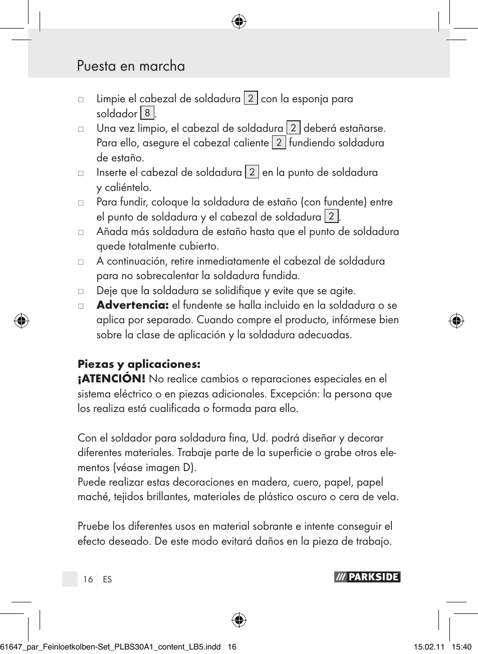Parkside PLBS 30 A1 User Manual | Page 15 / 89