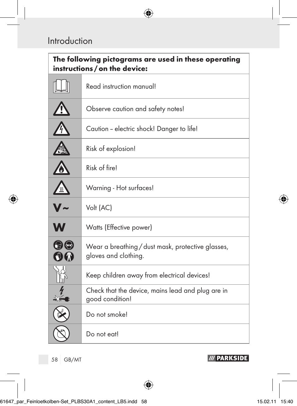 Introduction | Parkside PLBS 30 A1 User Manual | Page 57 / 89