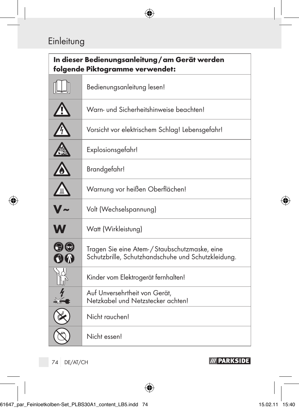 Einleitung | Parkside PLBS 30 A1 User Manual | Page 73 / 89