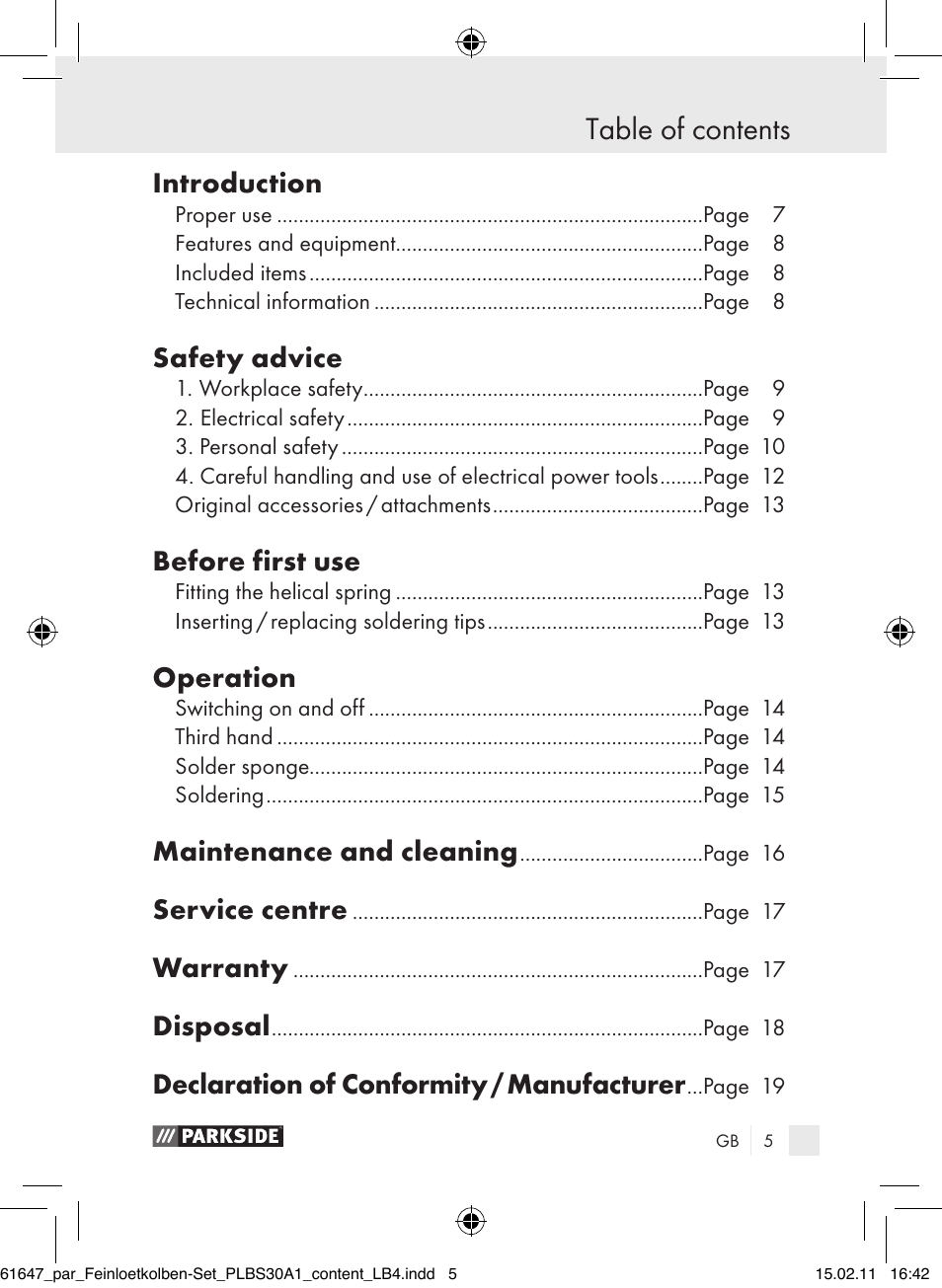 Parkside PLBS 30 A1 User Manual | Page 4 / 121