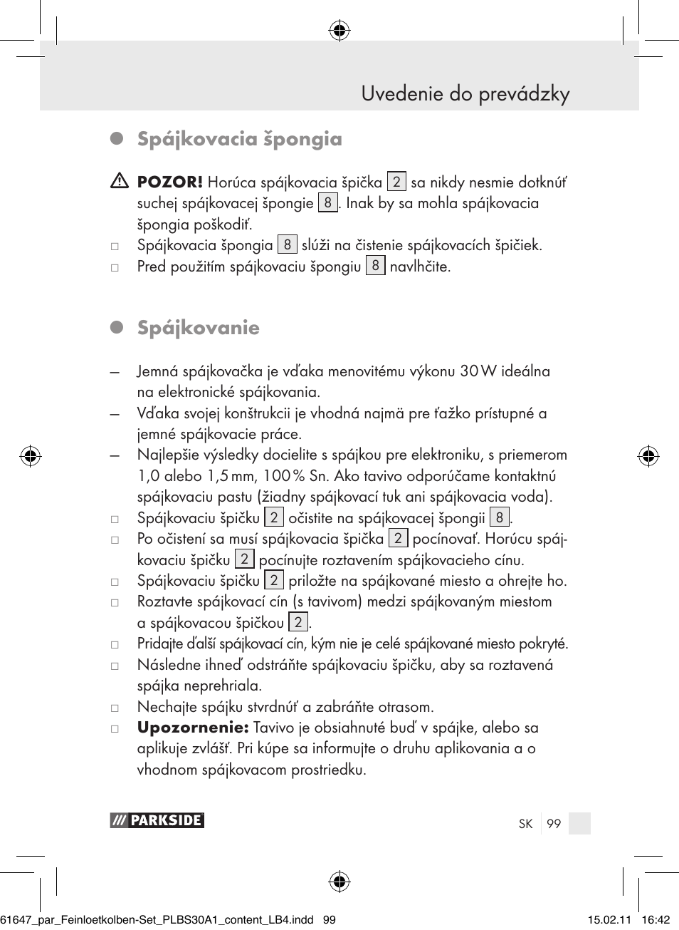 Spájkovacia špongia, Spájkovanie | Parkside PLBS 30 A1 User Manual | Page 98 / 121