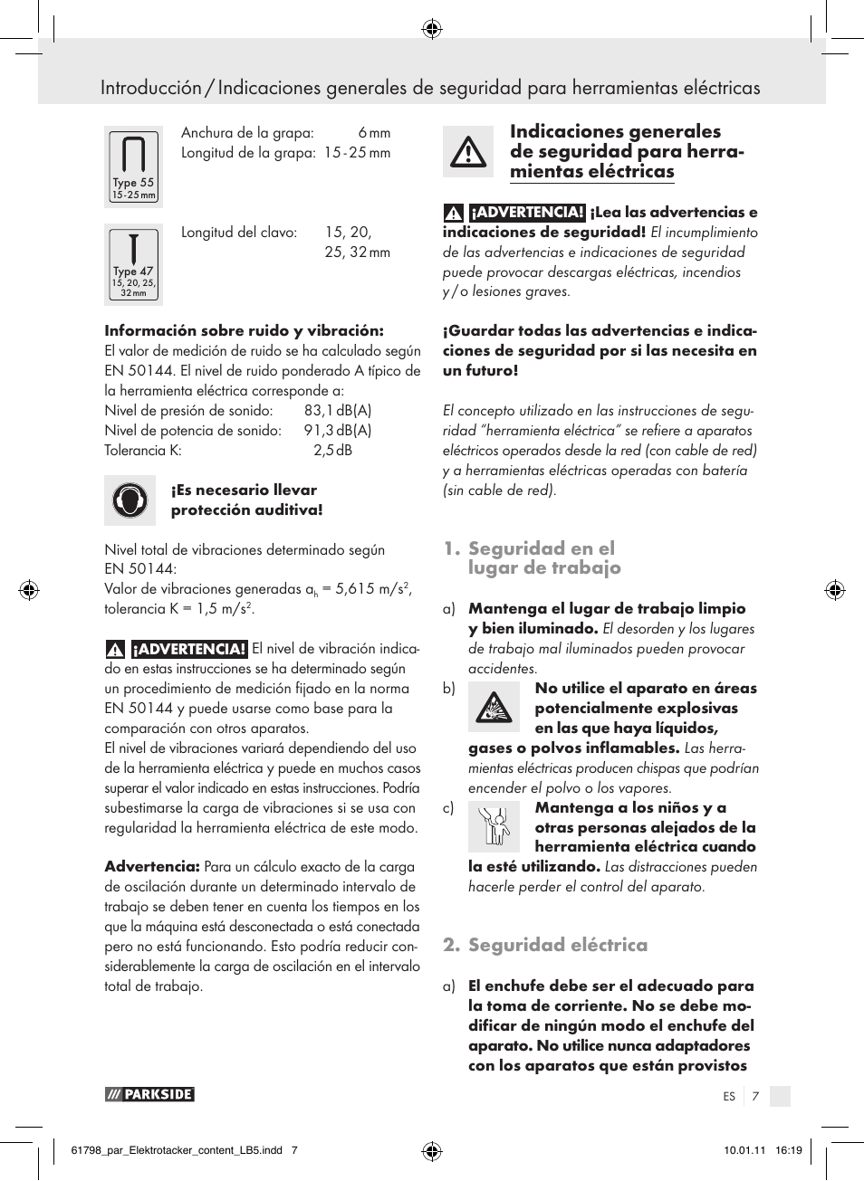 Seguridad en el lugar de trabajo, Seguridad eléctrica | Parkside PET 25 A1 User Manual | Page 6 / 44
