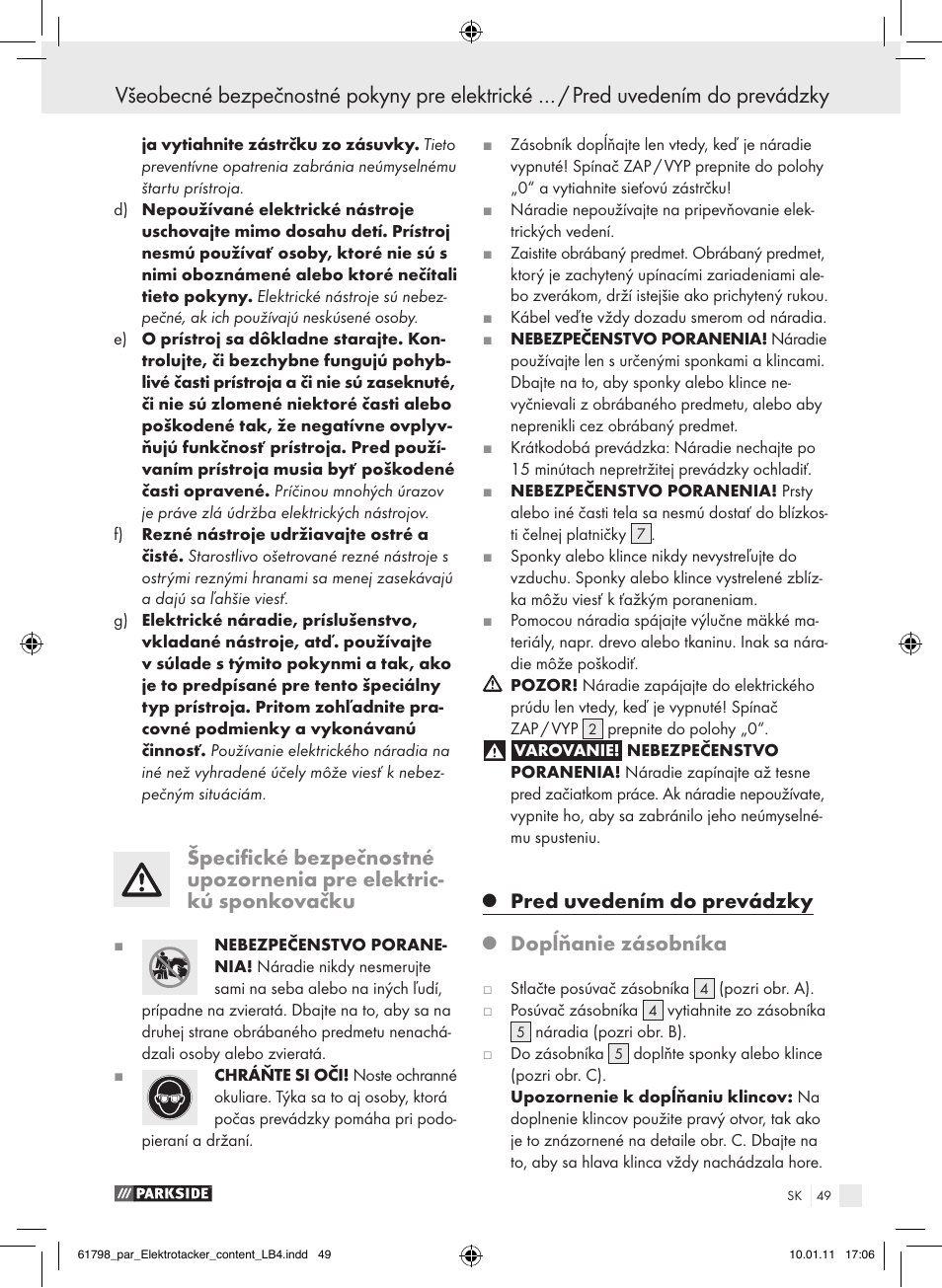 Pred uvedením do prevádzky, Dopĺňanie zásobníka | Parkside PET 25 A1 User Manual | Page 48 / 60