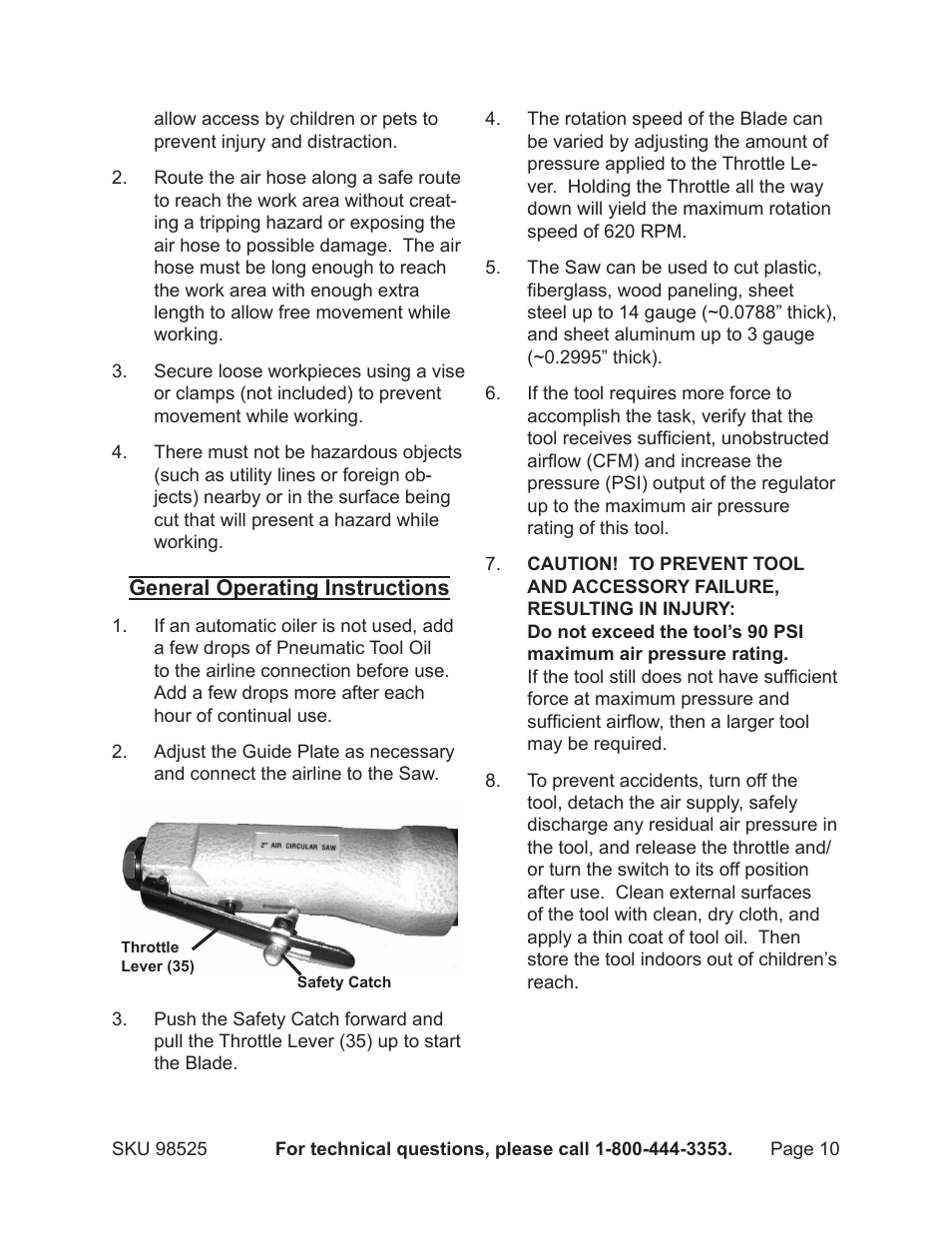 Harbor Freight Tools Model 98525 User Manual | Page 10 / 15