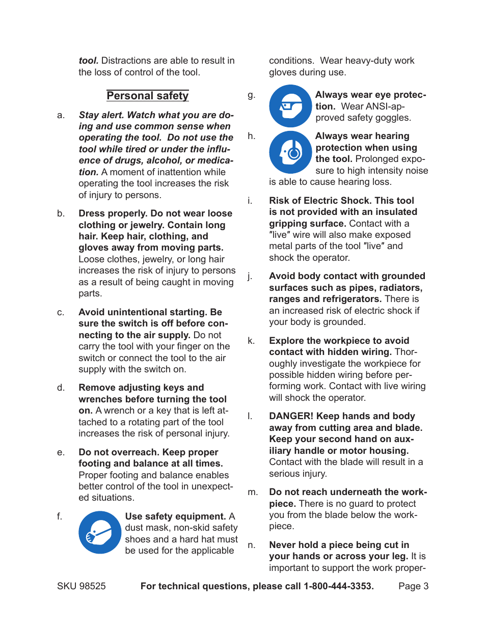 Harbor Freight Tools Model 98525 User Manual | Page 3 / 15