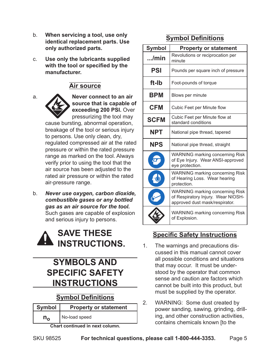 Harbor Freight Tools Model 98525 User Manual | Page 5 / 15