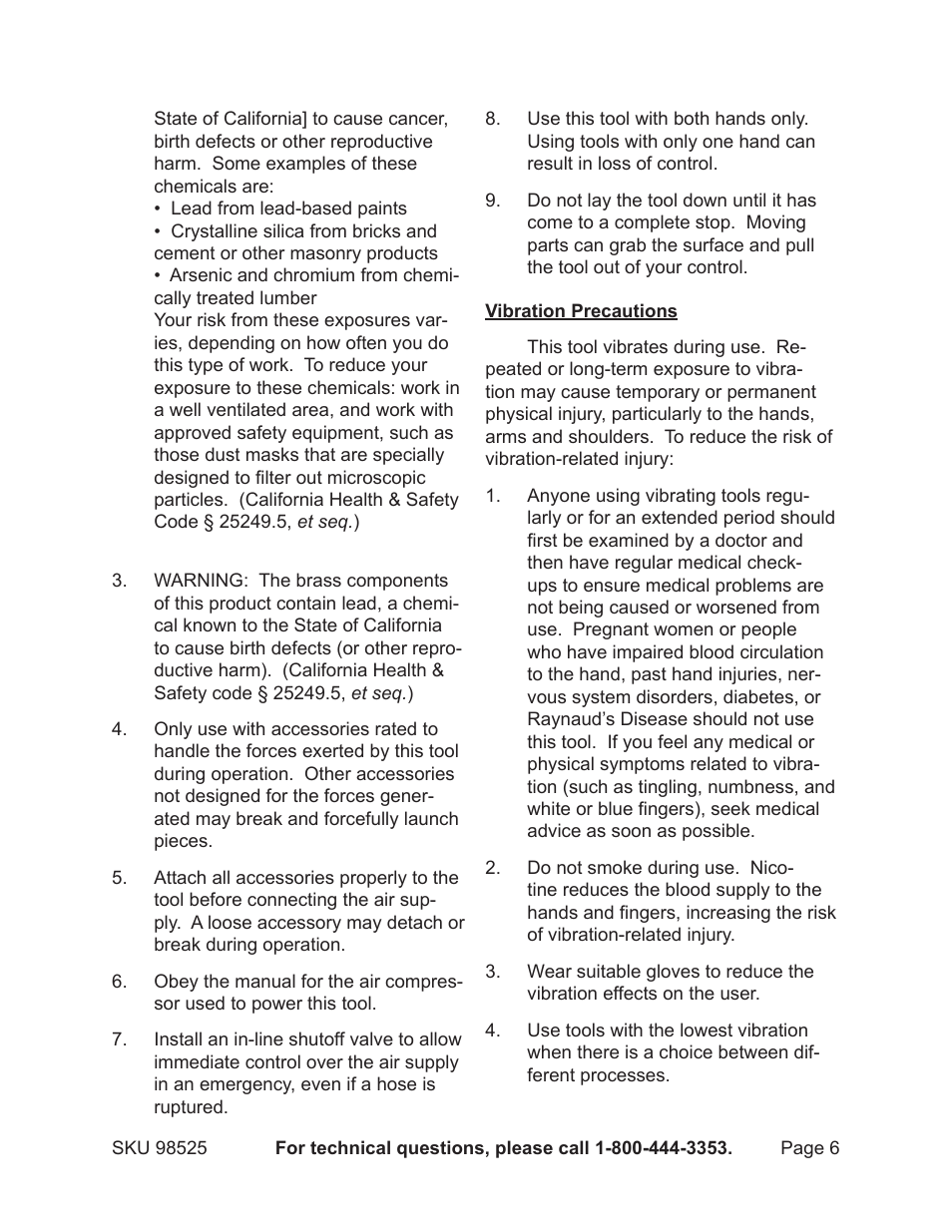 Harbor Freight Tools Model 98525 User Manual | Page 6 / 15
