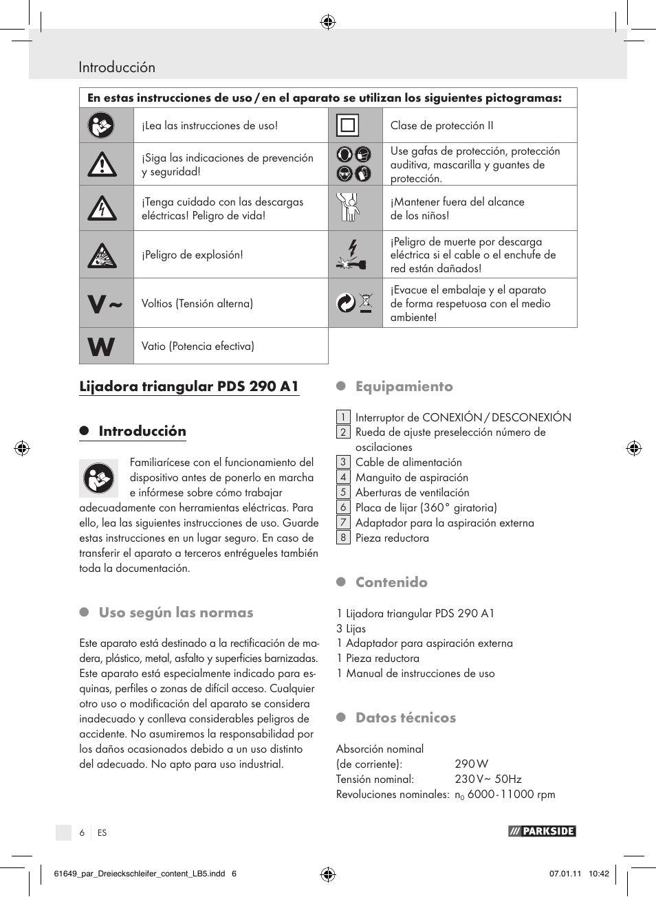Parkside PDS 290 A1 User Manual | Page 5 / 47