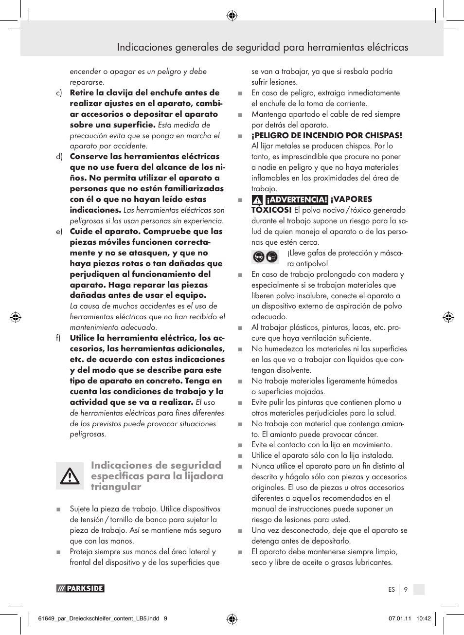 Parkside PDS 290 A1 User Manual | Page 8 / 47