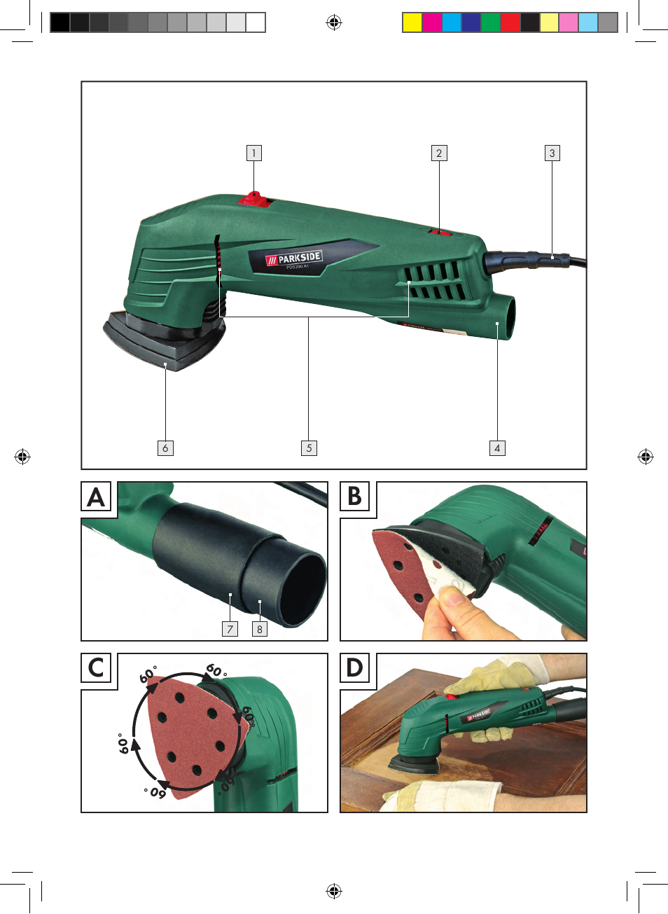 Ab c d | Parkside PDS 290 A1 User Manual | Page 3 / 65