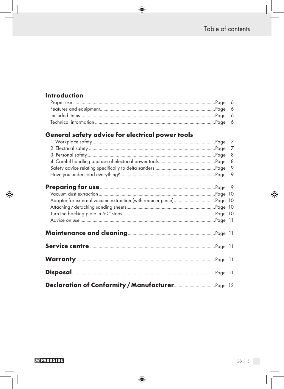 Parkside PDS 290 A1 User Manual | Page 4 / 65
