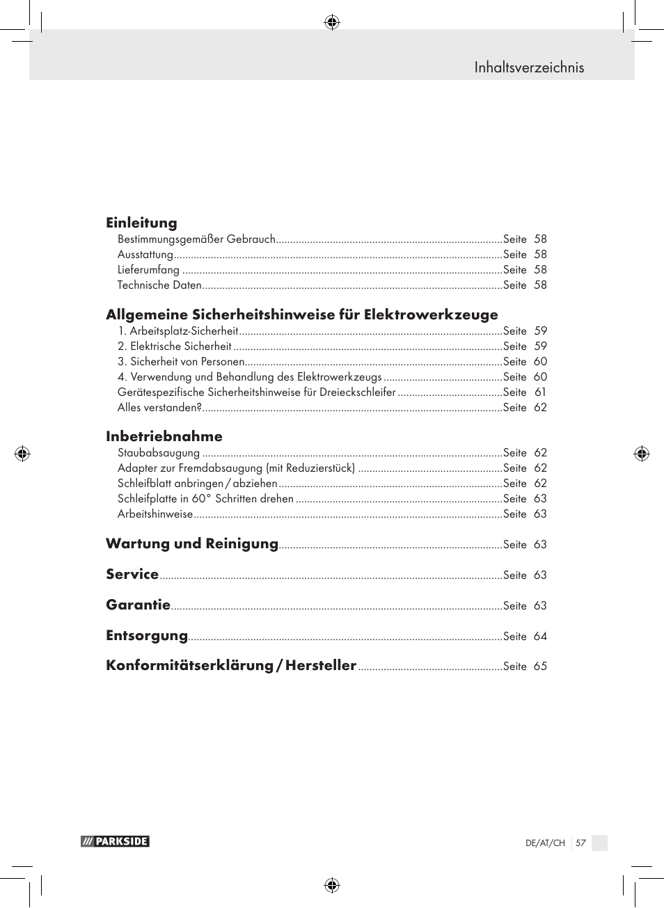 Parkside PDS 290 A1 User Manual | Page 56 / 65