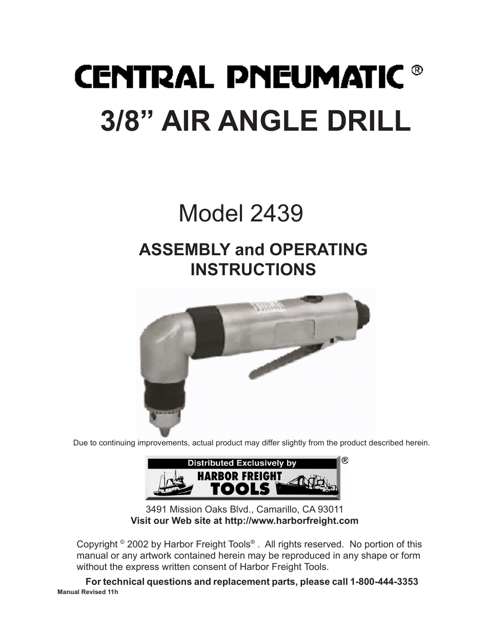 Harbor Freight Tools Model 2439 User Manual | 8 pages