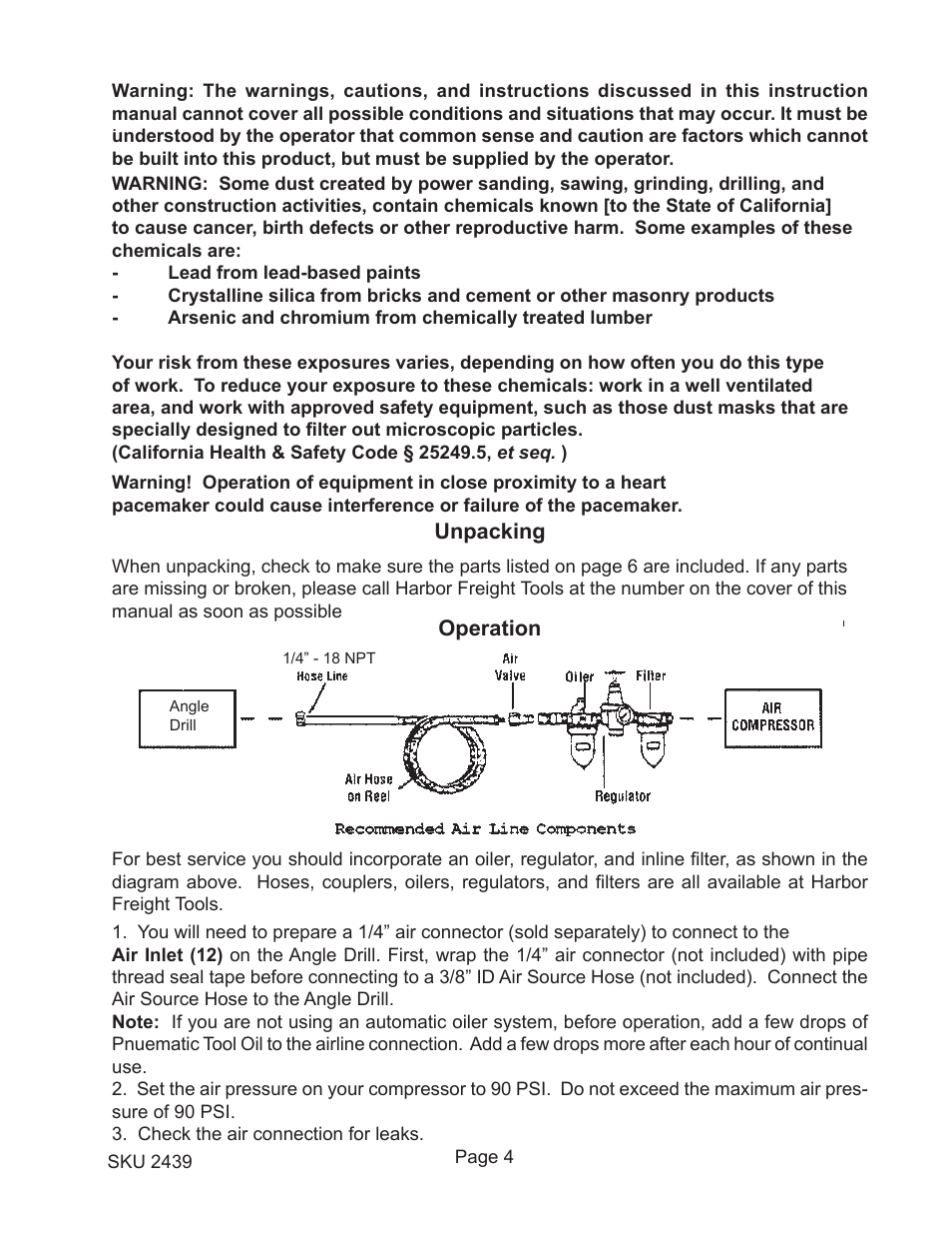 Harbor Freight Tools Model 2439 User Manual | Page 4 / 8