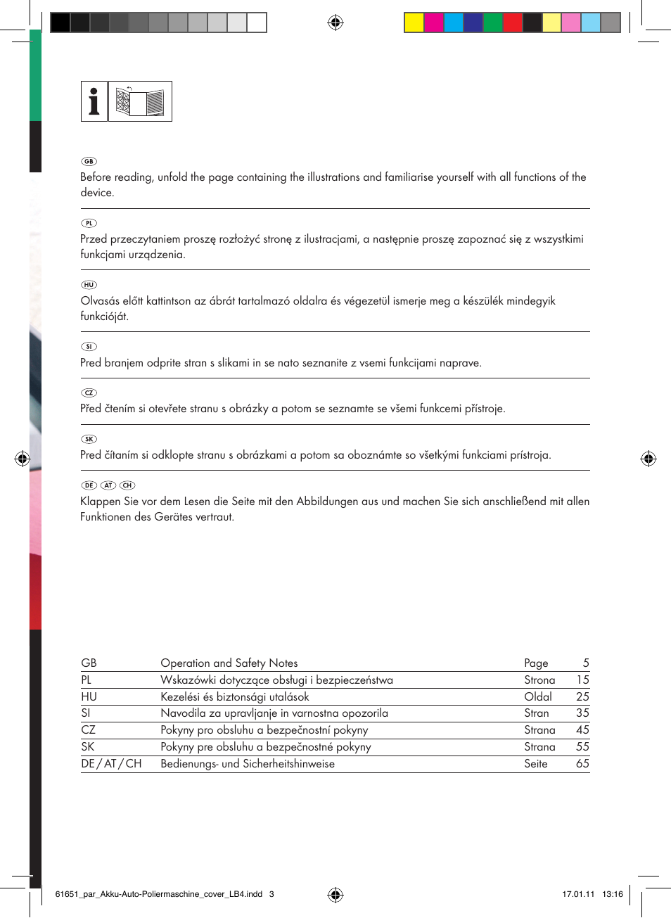 Parkside PAWP 18 A1 User Manual | Page 2 / 73