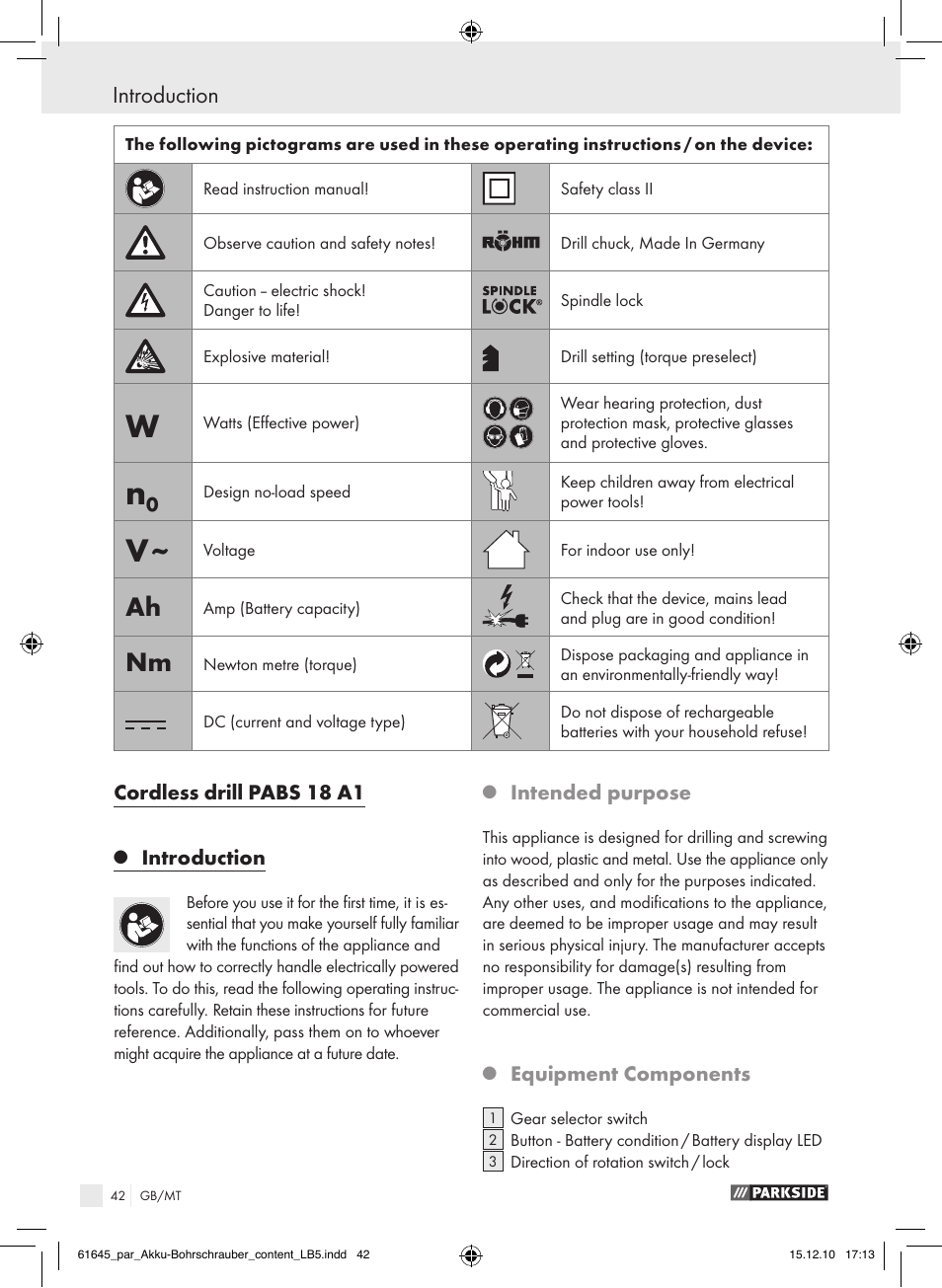 Introduction | Parkside PABS 18 A1 User Manual | Page 41 / 61