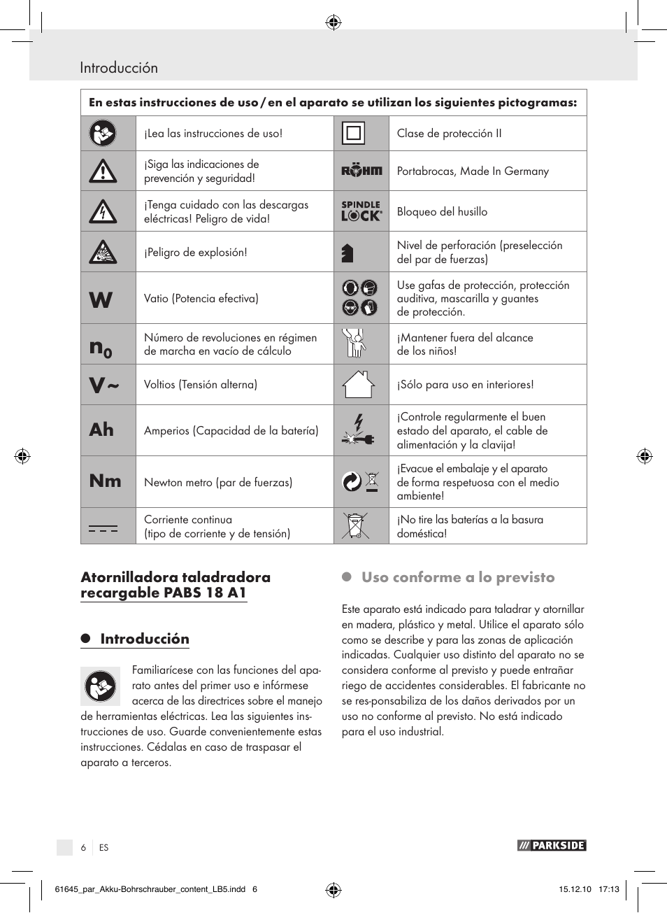 Introducción | Parkside PABS 18 A1 User Manual | Page 5 / 61