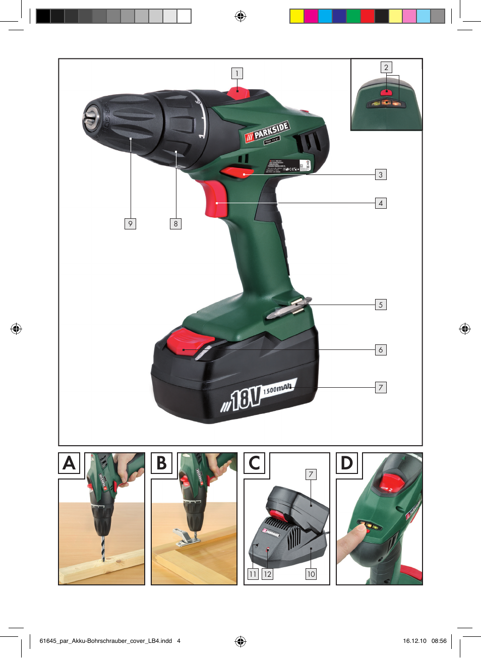 Ab c d | Parkside PABS 18 A1 User Manual | Page 3 / 79