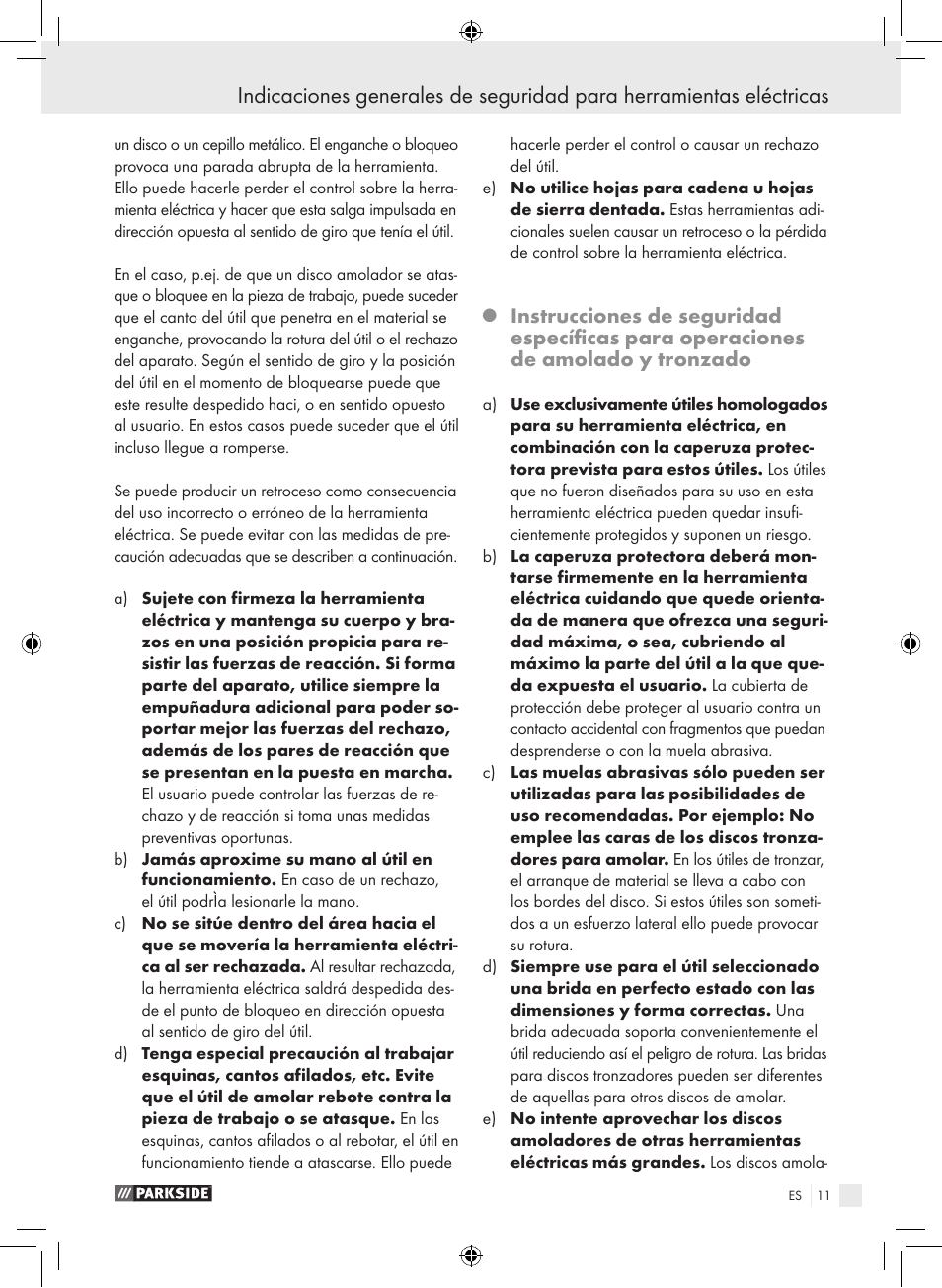 Parkside PWS 230 A1 User Manual | Page 11 / 77