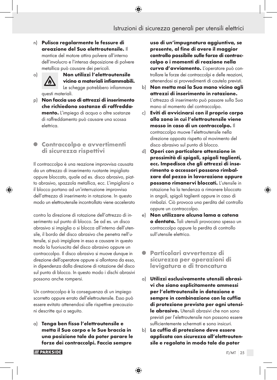 Parkside PWS 230 A1 User Manual | Page 25 / 77