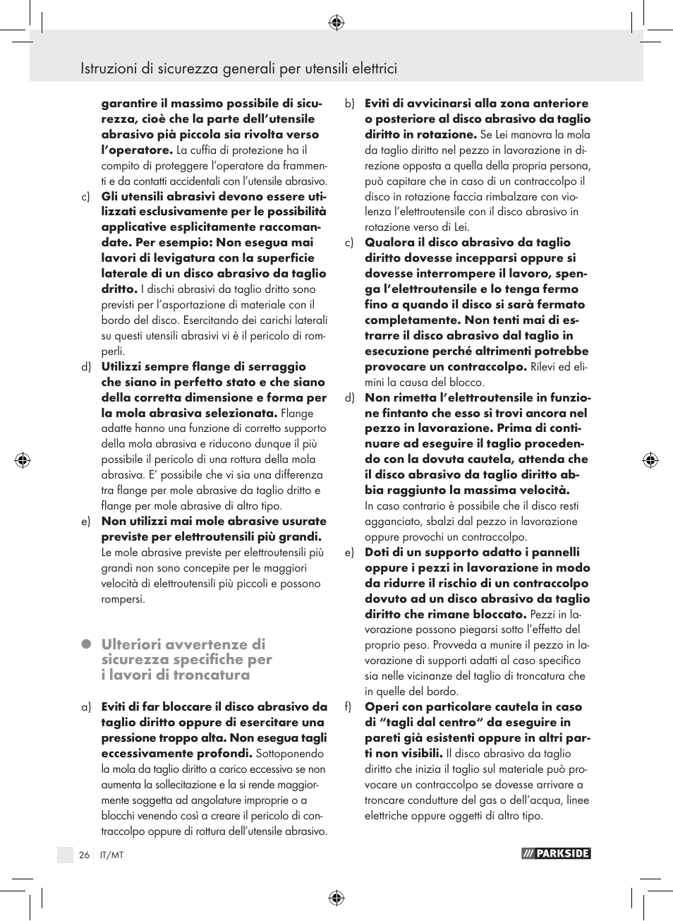 Parkside PWS 230 A1 User Manual | Page 26 / 77