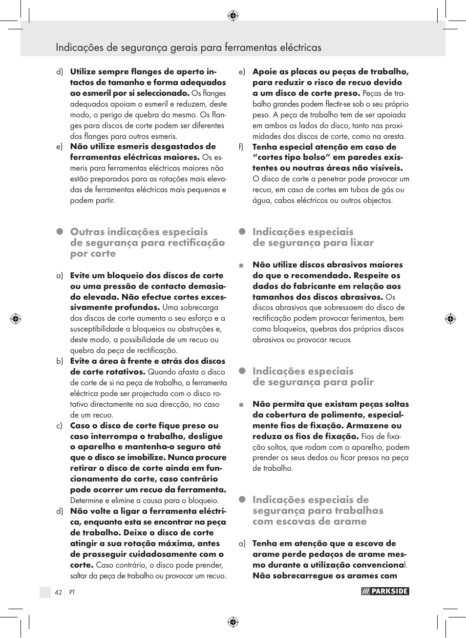 Parkside PWS 230 A1 User Manual | Page 42 / 77