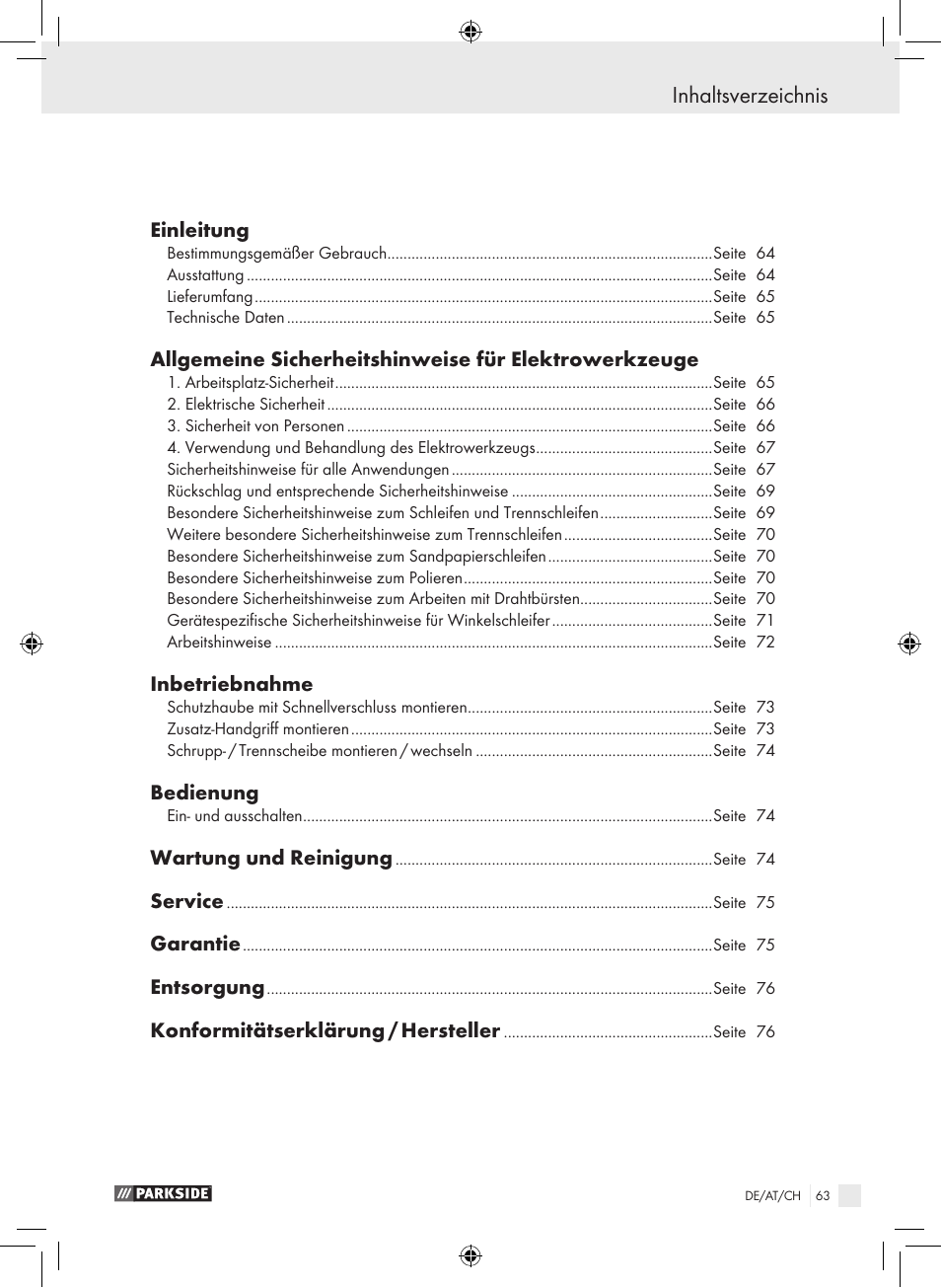 Parkside PWS 230 A1 User Manual | Page 63 / 77