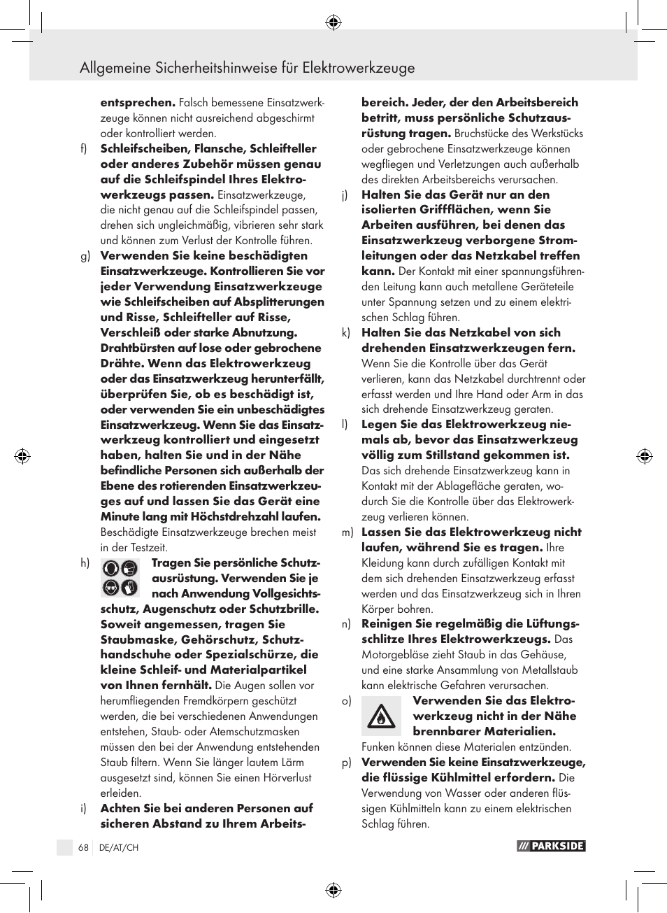 Parkside PWS 230 A1 User Manual | Page 68 / 77