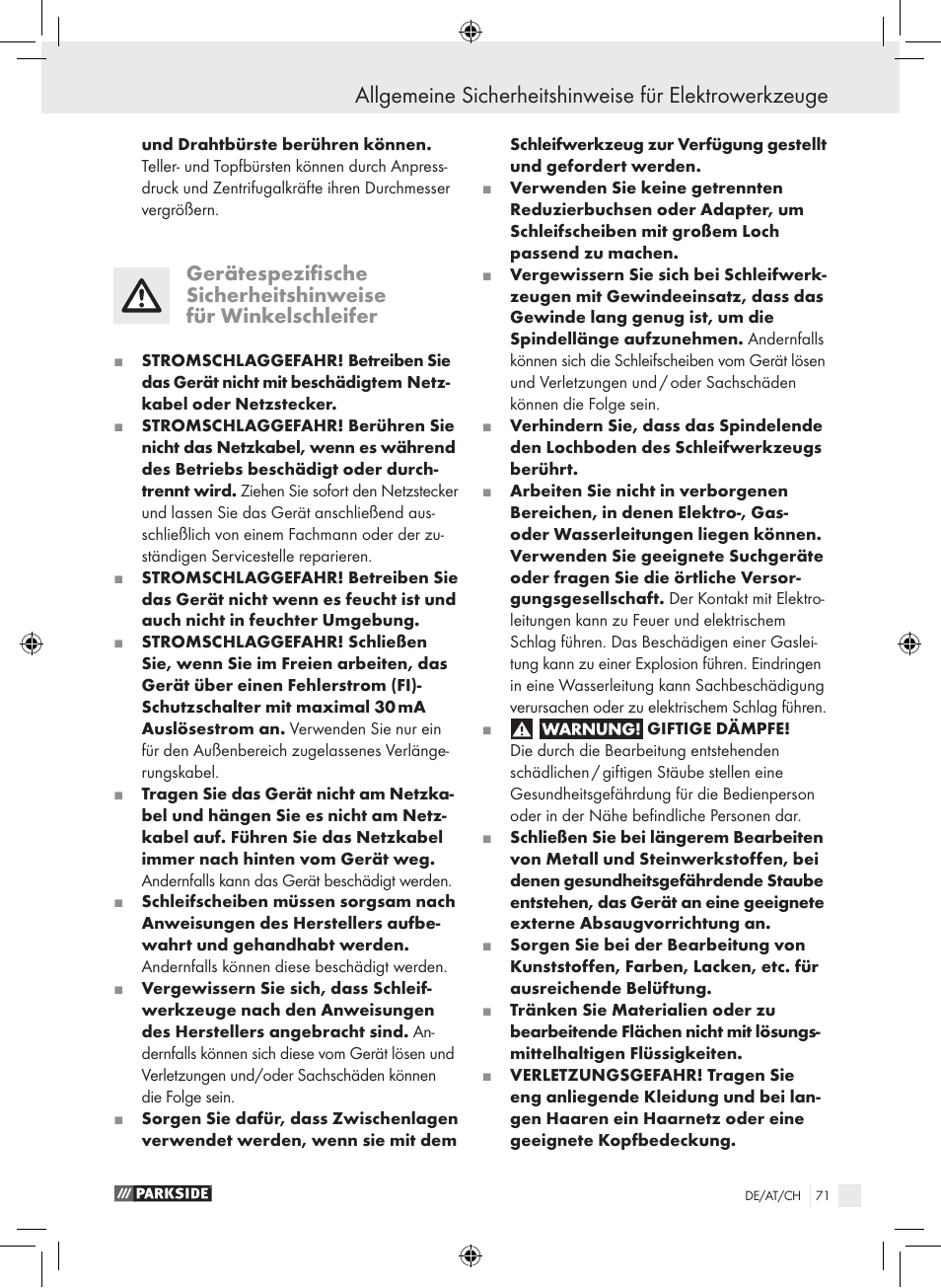 Parkside PWS 230 A1 User Manual | Page 71 / 77