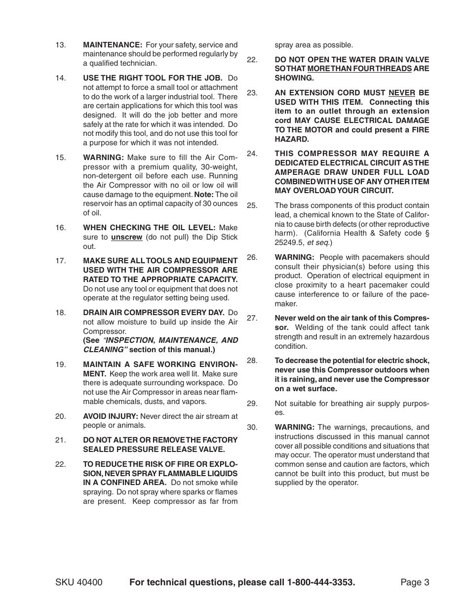 Harbor Freight Tools Model 40400 User Manual | Page 3 / 9