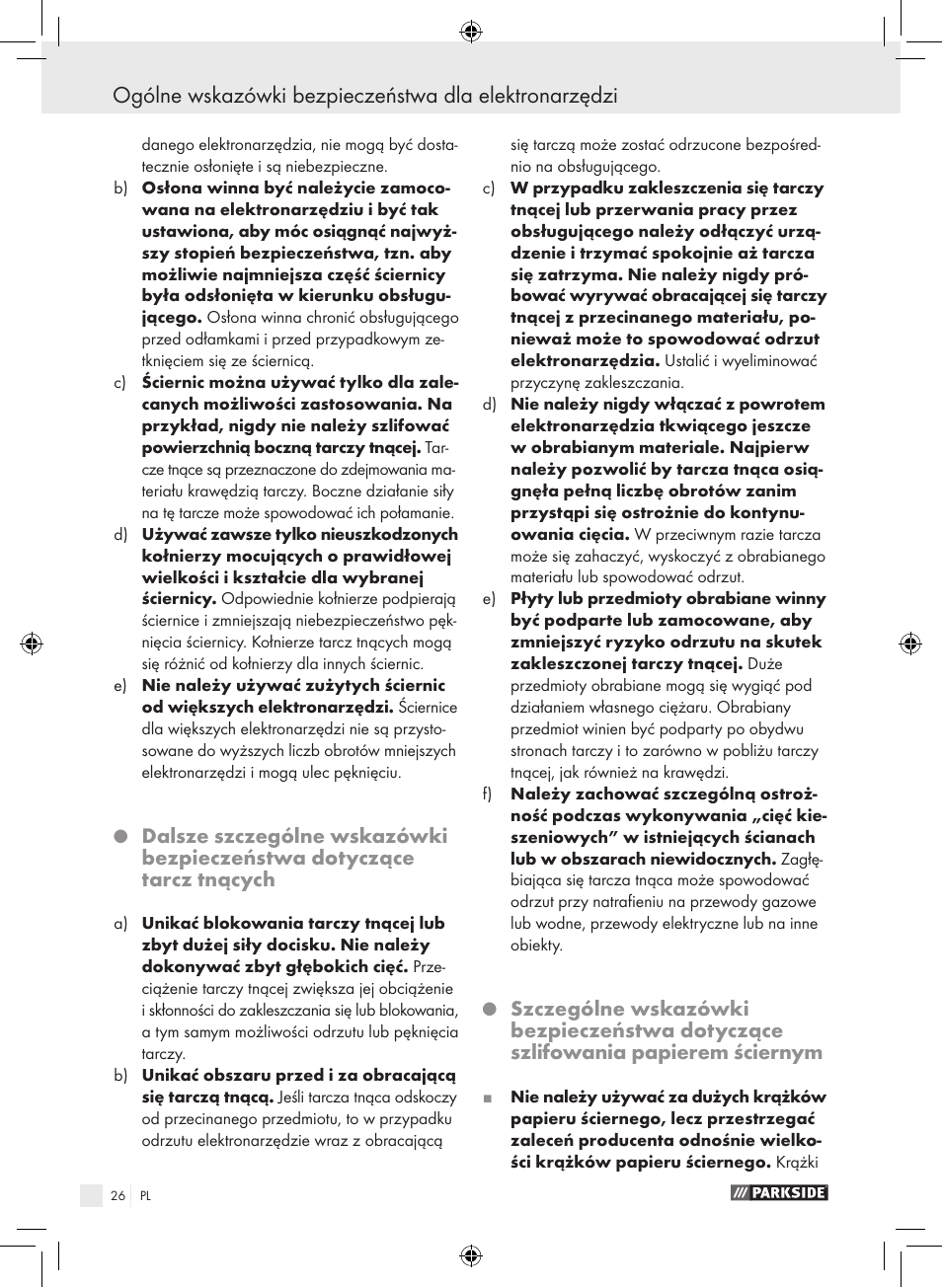 Parkside PWS 230 A1 User Manual | Page 26 / 105