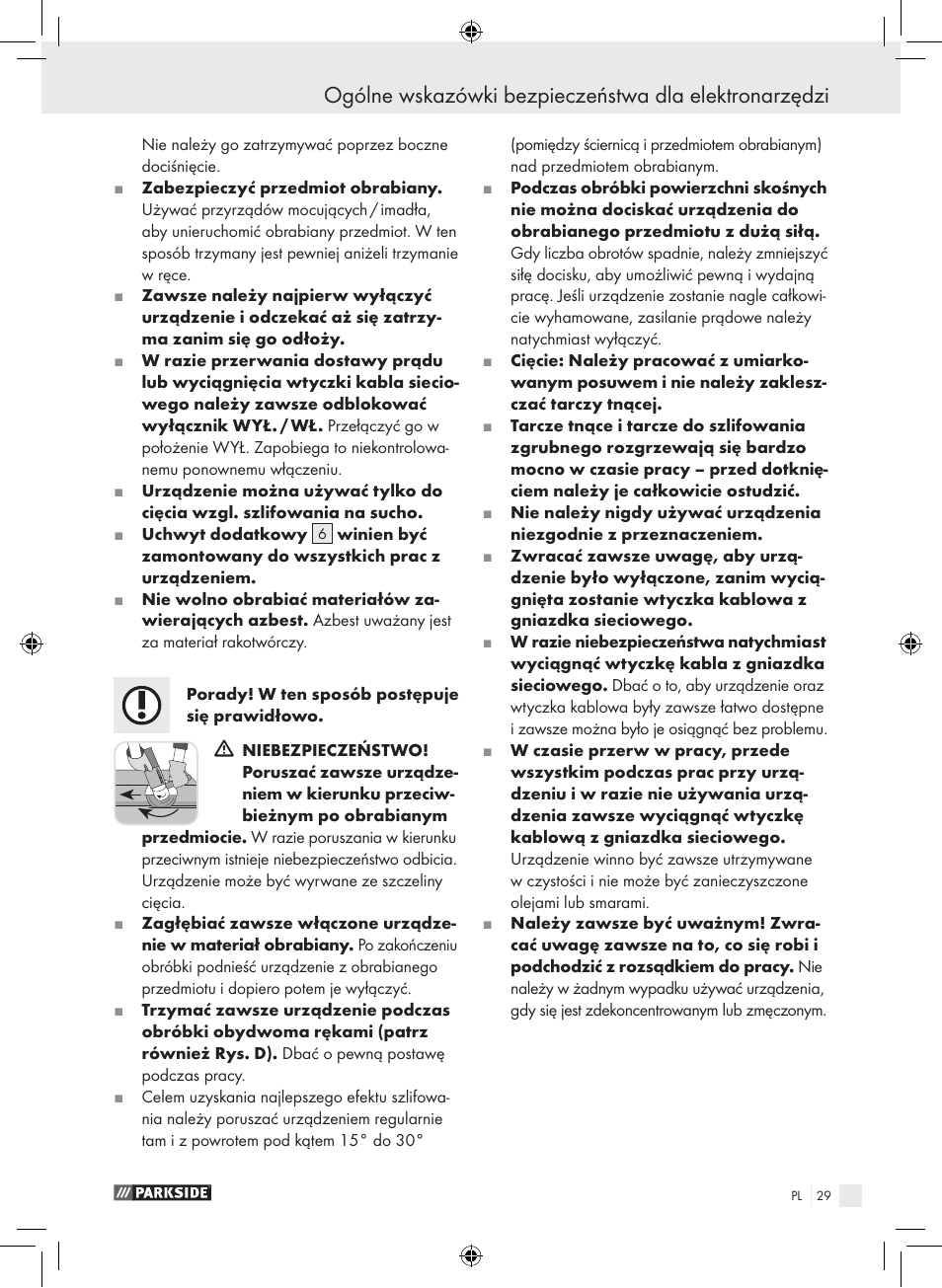 Parkside PWS 230 A1 User Manual | Page 29 / 105