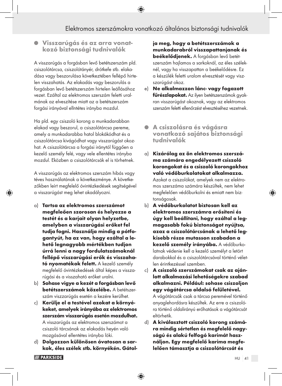 Parkside PWS 230 A1 User Manual | Page 41 / 105