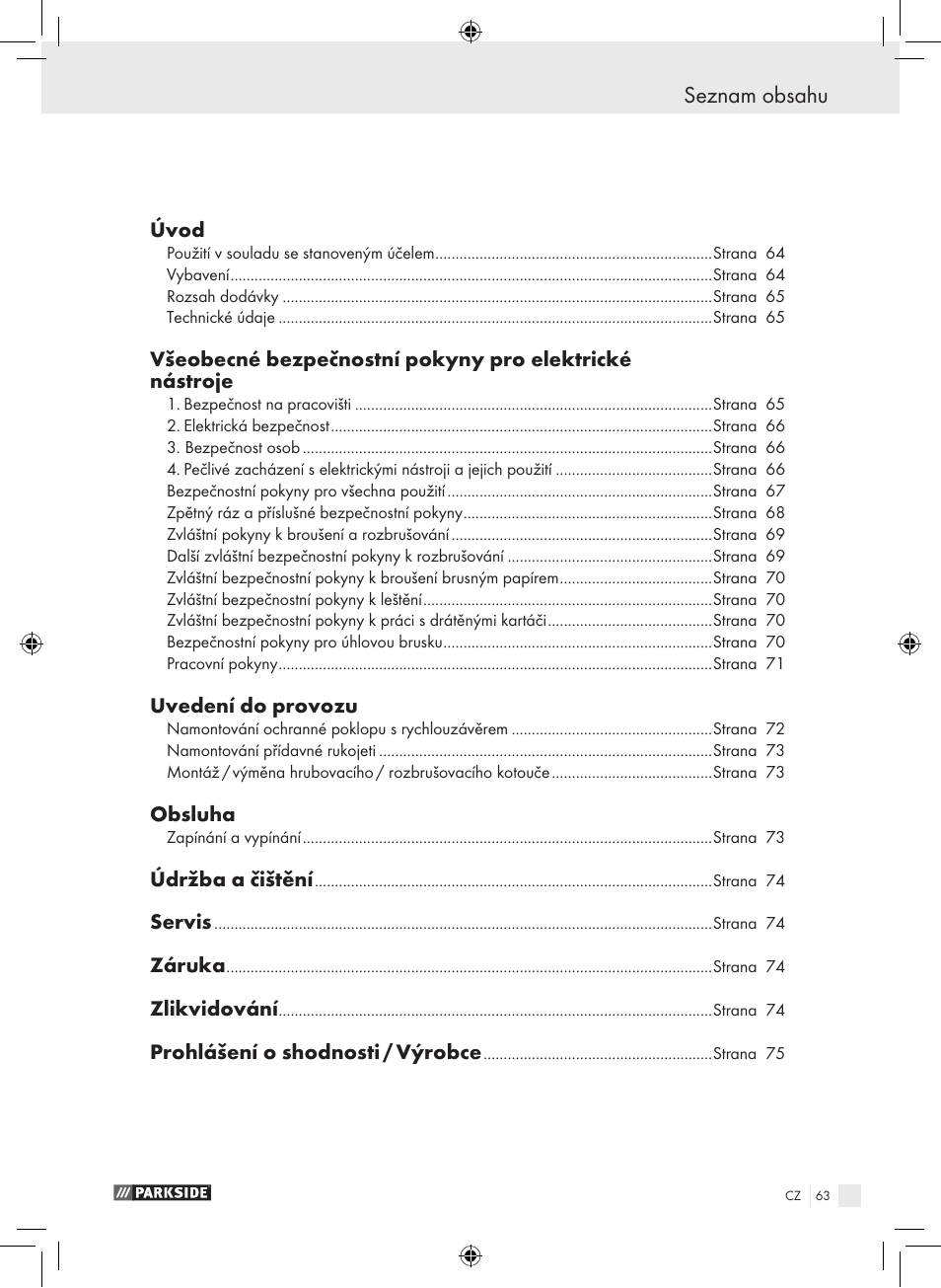 Parkside PWS 230 A1 User Manual | Page 63 / 105